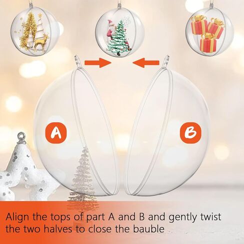 Koogel 20PCS Large Clear Ball Ornaments, 4inch Fillable Christmas Balls Shatterproof Ornament Baubles for DIY Crafts Christmas Wedding Party Decor in Kuwait
