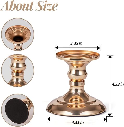 Pillar Candle Holder,Metal Candlestick Holders,Gold Candlesticks for Wedding Theme Party Table Centerpiece Decor Dining Room Birthday Holiday (Candlestick 6216- Small) in Saudi Arabia