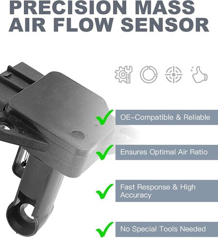 مستشعر تدفق الهواء الشامل MAF 22204-22010 متوافق مع تويوتا ولكزس - يناسب كورولا، ماتريكس، كامري، RAV4، هايلاندر، أفالون، سكيون، ES300، RX300 - يستبدل OE 22204-0D030 22204-07010 in Kuwait