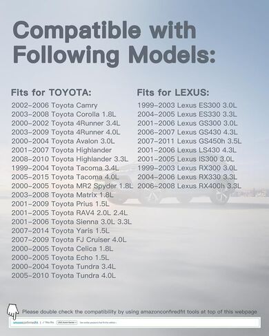 مستشعر تدفق الهواء الشامل MAF 22204-22010 متوافق مع تويوتا ولكزس - يناسب كورولا، ماتريكس، كامري، RAV4، هايلاندر، أفالون، سكيون، ES300، RX300 - يستبدل OE 22204-0D030 22204-07010 in Kuwait