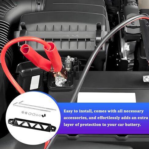 Car Battery Hold Down Bracket, Aluminum Alloy 5-Hole Battery Tie Down Holder with Stainless Steel J Bolt, Triangular Automotive Hold Lock Tray Accessories, Universal for SUV RV Sedan (Black) in Saudi Arabia