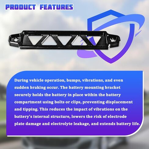 Car Battery Hold Down Bracket, Aluminum Alloy 5-Hole Battery Tie Down Holder with Stainless Steel J Bolt, Triangular Automotive Hold Lock Tray Accessories, Universal for SUV RV Sedan (Black) in Saudi Arabia