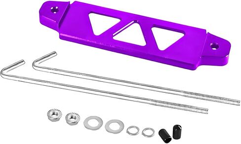 Car Battery Hold Down Bracket, Aluminum Alloy 5-Hole Battery Tie Down Holder with Stainless Steel J Bolt, Triangular Automotive Hold Lock Tray Accessories, Universal for SUV RV Sedan (Black) in Saudi Arabia