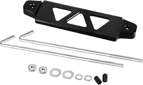 Car Battery Hold Down Bracket, Aluminum Alloy 5-Hole Battery Tie Down Holder with Stainless Steel J Bolt, Triangular Automotive Hold Lock Tray Accessories, Universal for SUV RV Sedan (Black) in Saudi Arabia