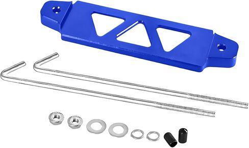 Car Battery Hold Down Bracket, Aluminum Alloy 5-Hole Battery Tie Down Holder with Stainless Steel J Bolt, Triangular Automotive Hold Lock Tray Accessories, Universal for SUV RV Sedan (Black) in Saudi Arabia