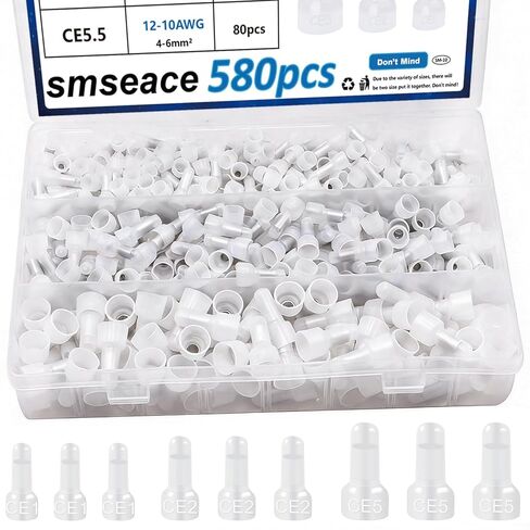Smseace 580 قطعة 3-قيم نهاية مغلقة تجعيد محطة 22-16/16-14/12-10AWG قبعات نهاية الأسلاك موصلات الأسلاك نهاية مغلقة in Kuwait
