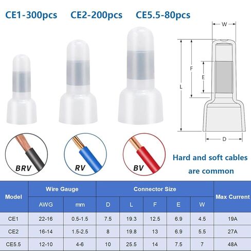 Smseace 580 قطعة 3-قيم نهاية مغلقة تجعيد محطة 22-16/16-14/12-10AWG قبعات نهاية الأسلاك موصلات الأسلاك نهاية مغلقة in Kuwait