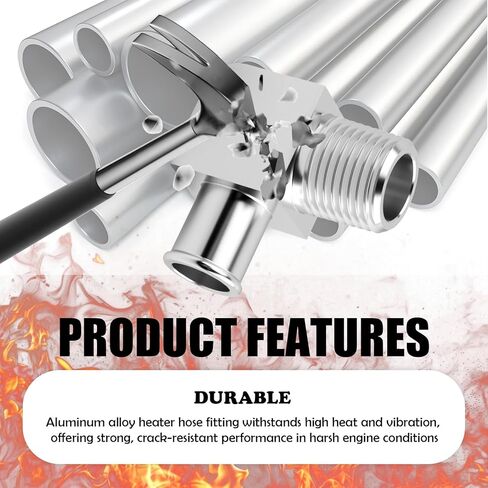 90° Car Heater Hose Fitting,Aluminum Alloy Cars Heater Hose Connector from 1/2 NPT to 5/8 Barb,Professional Elbow Fitting for Heaters Hoses Car Accessories for Cars SUVs in Kuwait