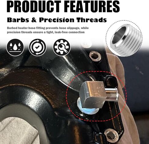 90° Car Heater Hose Fitting,Aluminum Alloy Cars Heater Hose Connector from 1/2 NPT to 5/8 Barb,Professional Elbow Fitting for Heaters Hoses Car Accessories for Cars SUVs in Kuwait