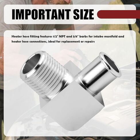 90° Car Heater Hose Fitting,Aluminum Alloy Cars Heater Hose Connector from 1/2 NPT to 5/8 Barb,Professional Elbow Fitting for Heaters Hoses Car Accessories for Cars SUVs in Kuwait