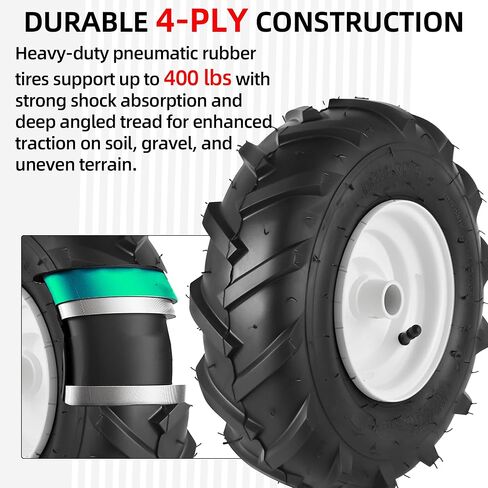 AR-PRO (2-Pack) 13x5.00-6 Tire and Wheel Assembly, 4-Ply Pneumatic Tiller Tires, 3/4" Bore & 3-1/8" Centered Hub, Compatible with Craftsman & Troy-Bilt Tiller, Garden Tractor, Trailer & Trenchers in Saudi Arabia