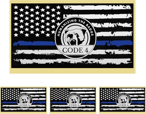 4PCS Thin Blue Line Sticker Code 4,American Flag Thin Blue Line Car Decal,Waterproof Vinyl Police Support Bumper Stickers,Reflective Support Law Enforcement Decal for Car Window Laptop in Kuwait