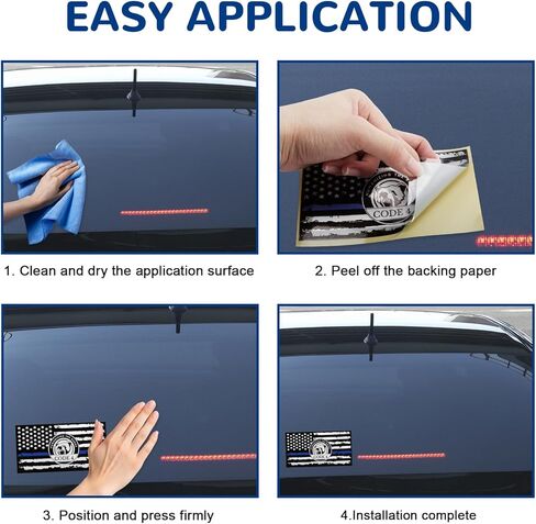 4PCS Thin Blue Line Sticker Code 4,American Flag Thin Blue Line Car Decal,Waterproof Vinyl Police Support Bumper Stickers,Reflective Support Law Enforcement Decal for Car Window Laptop in Kuwait