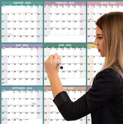 Wall Calendar 2024-2026 – Sep. 2024 - Feb. 2026, 18 Monthly Calendar 2024-2026, 11 x 8.5 In, 2025 Calendar 18 Months, 2025 Wall Calendar with Ruled Blocks, Thicker Paper, Holidays, To-do List ＆ Notes in Kuwait