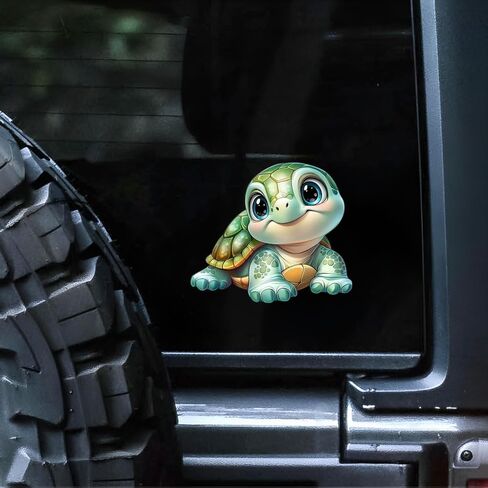 Cute Turtle Vinyl Car Window Decals – Waterproof Removable Bumper Sticker 2-Pack, Adorable Cartoon Design for Laptops, Vehicles, and Water Bottles#B044 in Kuwait