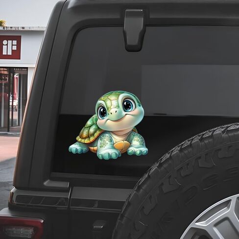 Cute Turtle Vinyl Car Window Decals – Waterproof Removable Bumper Sticker 2-Pack, Adorable Cartoon Design for Laptops, Vehicles, and Water Bottles#B044 in Kuwait