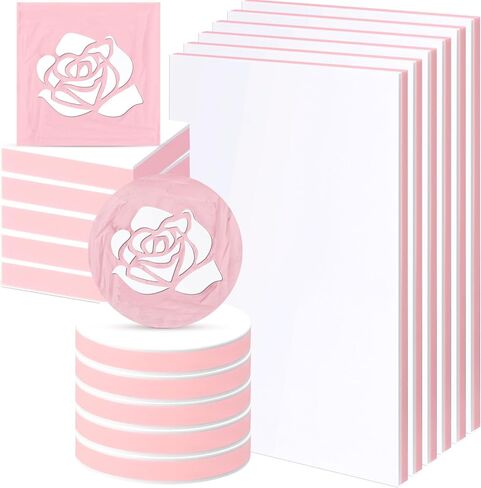 Innconee 18 Pcs Rubber Stamp Carving Blocks Pink Soft Linoleum Blocks Round Square Rectangle Carving Blocks Kit for Stamp Soft Rubber Crafts and DIY Craft Project in Saudi Arabia