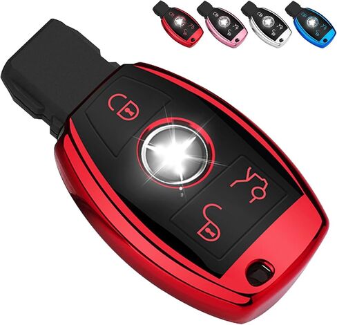 QBUC for Mercedes Benz Key Fob Cover, Key Fob Case for Mercedes Benz C E M S CLS CLK GLK GLC G Class, TPU Full Protection Key Fob Shell Compatible Keyless Smart Key Fob(Blue) in Saudi Arabia