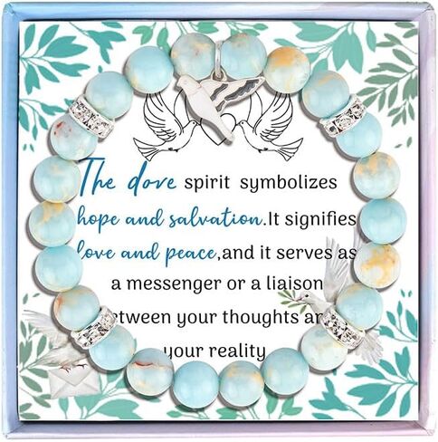 Dove Bracelet for Women Dove Bracelet Pigeon Bracelet Amethyst Agate Beaded Bracelets Inspirational Animal Gifts Dove Gifts for Bird Lover Christmas Gifts in Kuwait