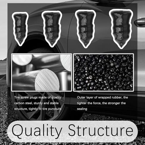 60PCS Screw in Tire Plugs Kit with 4-Size,Self-Service Tire Repair Rubber Nail Kit Includes Tires Screw Plugs & Screwdrivers,Universal Flat Tires Repair Kits for Cars,Motorcycles in Kuwait