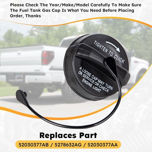 غطاء غاز، غطاء وقود متوافق مع 200-2020 Jeep Wrangler JK TJ، Grand Cherokee، Dodge Ram 1500 2500، Challenger، Charger، Durango، Grand Caravan & Chrysler 300 | OE52030377AB، 5278632AG، 52030377AA in Saudi Arabia