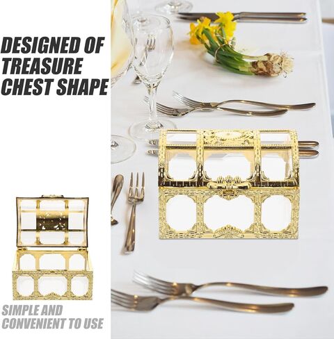 Abaodam Gold Plastic Treasure Chest Candy Boxes 10Pcs Small Wedding Favor Boxes for Kids Birthday Holiday in Saudi Arabia