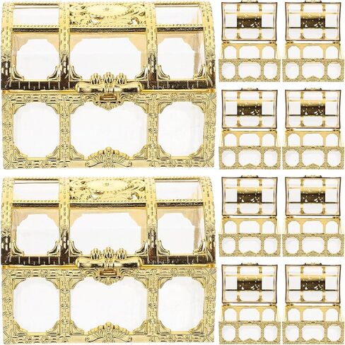 Abaodam Gold Plastic Treasure Chest Candy Boxes 10Pcs Small Wedding Favor Boxes for Kids Birthday Holiday in Saudi Arabia
