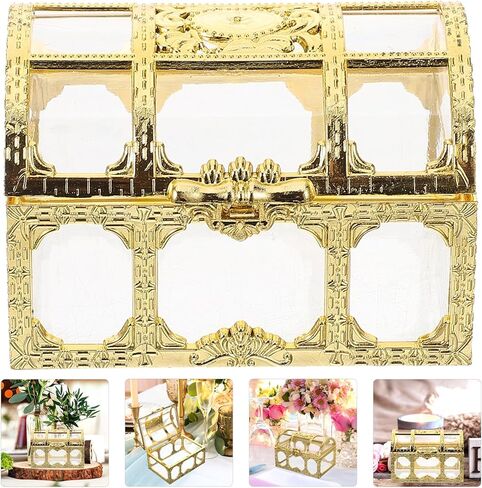 Abaodam Gold Plastic Treasure Chest Candy Boxes 10Pcs Small Wedding Favor Boxes for Kids Birthday Holiday in Saudi Arabia