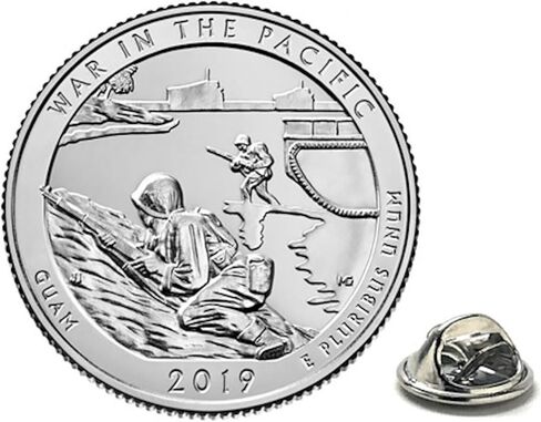 War in the Pacific Lapel Pin – 2019 Guam Quarter Coin Jewelry – WWII Memorial Design – Handmade Veteran Tribute Pin – Pacific Theater Gift in Saudi Arabia