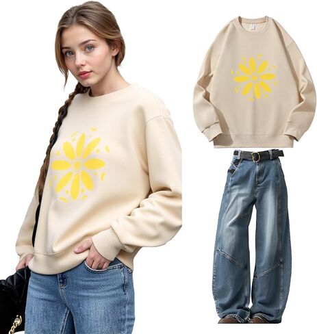 Pullover Sweatshirt for Women Men Long Sleeve Graphic Top Ladies Crewneck Shirts Fall Fashion Outfit Winter Clothes in Saudi Arabia