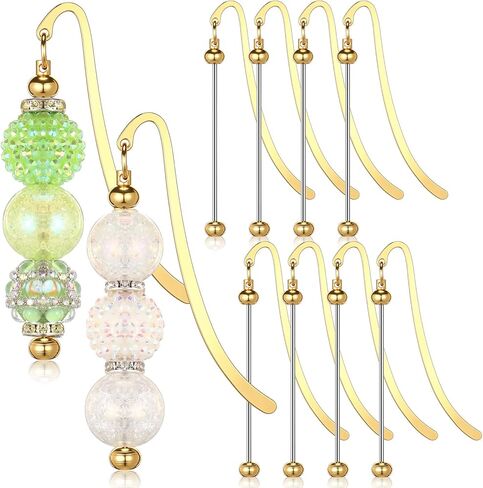 8 Pcs Beadable Bookmarks DIY Metal Blank Bar Bookmark for Beads Modern Beaded Bookmark Craft Jewelry Pendant Charm Gift for Book Lovers Student Teacher Office Supplies (Candy) in Kuwait