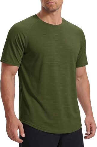 MAGCOMSEN Texture Men's Workout Shirts Short Sleeve Moisture Wicking Athletic Lightweight T-Shirt Gym Running Tennis in Saudi Arabia