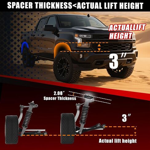 3" Front Leveling Lift kits Compatible with 2007-2024 Silverado 1500 2WD/4WD Sierra 1500 2WD/4WD Suspension Strut Spacer Lift Kit in Kuwait