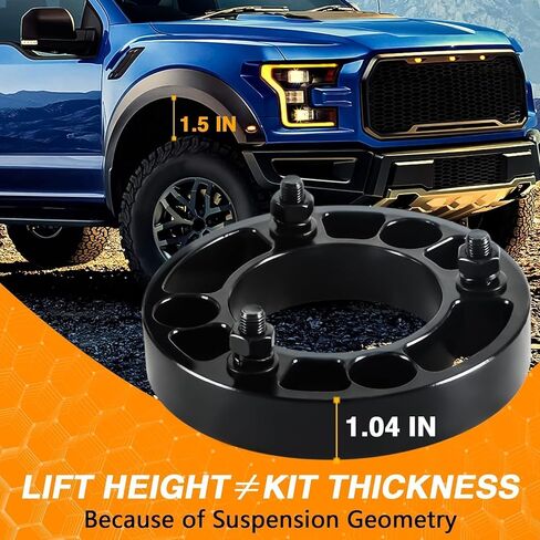 أطقم رفع مستوى 1.5 بوصة، طقم رفع فاصل دعامة تعليق أمامي متوافق مع Ford F150 2004-2024 Expedition 2003-2018، Lincoln Mark LT، قطعتان من مجموعات رفع تسوية الهيكل الأمامي من سبائك الألومنيوم in Saudi Arabia