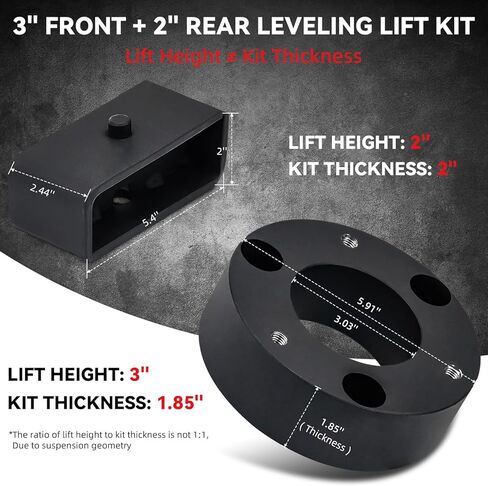 3 inch Front + 2 inch Rear Leveling Lift Kit 4pcs Pair Compatible With 2007-2024 Silverado Sierra 1500, Suspension Lifting 2 Inch 3 Inch Forged Aluminum Strut Spacer Steel Blocks in Kuwait