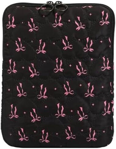 Cute Laptop Case 13-15 Inch Puffy Laptop Sleeve Quilted Bow Computer Bag Protective Soft Case for MacBook (Pink, 15-15.6 Inch) in Kuwait