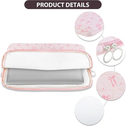 Cute Laptop Case 13-15 Inch Puffy Laptop Sleeve Quilted Bow Computer Bag Protective Soft Case for MacBook (Pink, 15-15.6 Inch) in Saudi Arabia