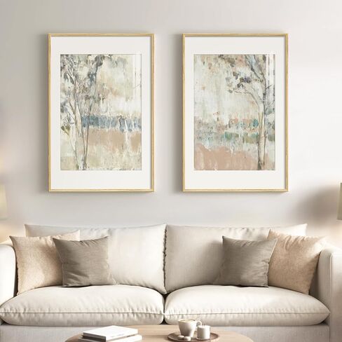 Framed Neutral Abstract Landscape Wall Art for Bedroom, Set of 2 Tree Canvas Large Artwork for Living Room Walls, Modern Nature Scenic Paintings Prints for Office Hallway Home Wall Decor, 20x30 Inch in Kuwait