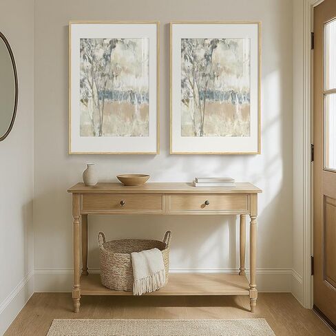 Framed Neutral Abstract Landscape Wall Art for Bedroom, Set of 2 Tree Canvas Large Artwork for Living Room Walls, Modern Nature Scenic Paintings Prints for Office Hallway Home Wall Decor, 20x30 Inch in Kuwait