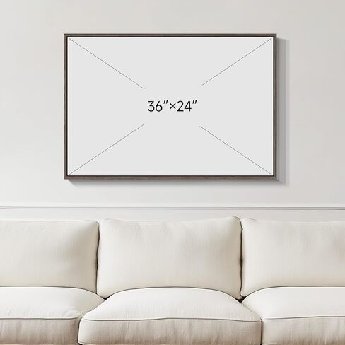 Framed Vintage Landscape Canvas Wall Art for Living Room Bedroom - Large Rustic Modern Farmhouse Meadow with Flowers Picture, Cottagecore Nature Art Decor for Dining Hallway Office, 24x36 Inch in Kuwait