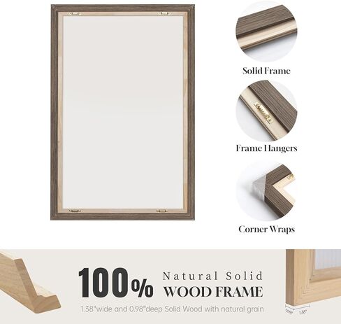 Framed Vintage Landscape Canvas Wall Art for Living Room Bedroom - Large Rustic Modern Farmhouse Meadow with Flowers Picture, Cottagecore Nature Art Decor for Dining Hallway Office, 24x36 Inch in Kuwait