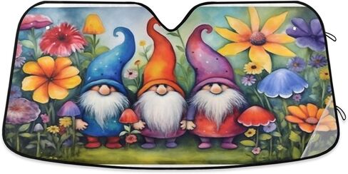 YETTASBIN Flower Gnome Car Windshield Sunshade Durable Reusable Front Automotive Sun Shade Foldable UV Sun Visor Protector for Car Truck SUV, 55 x 27.6 Inch in Kuwait
