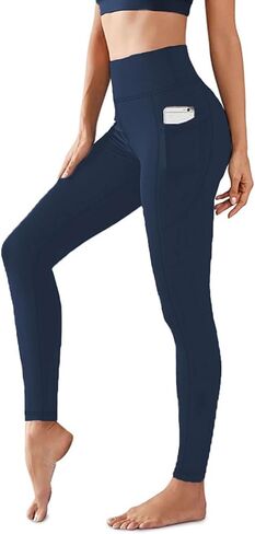 Women's High Waist Yoga Pants with Side Pockets,Soft Stretchy Workout Athletic for Running Gym Fitness Daily Wear in Saudi Arabia