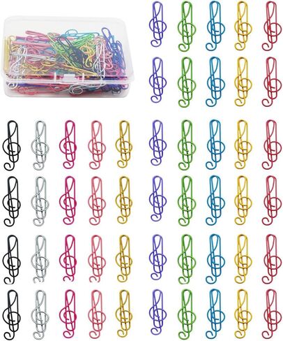 مشابك ورق كبيرة، 1.6 بوصة، 40 مم، 50 قطعة، أشكال ملاحظات متعددة الألوان، ناعمة ومتينة، مناسبة للمكتب والمدرسة والاستخدام الشخصي، تغليف في صندوق بلاستيكي in Kuwait