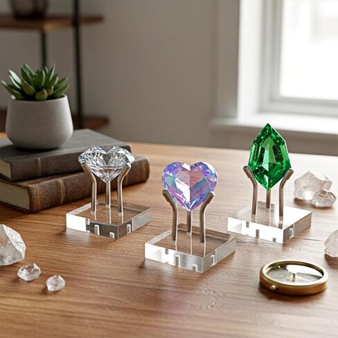 12 Pack Rock Display Stands, Stainless Steel 3 Pegs Rock Display Easel Stands, Clear Acrylic Base Display for Fossil Coral Crystal Geodes Mineral Agate Small Collectibles in Saudi Arabia