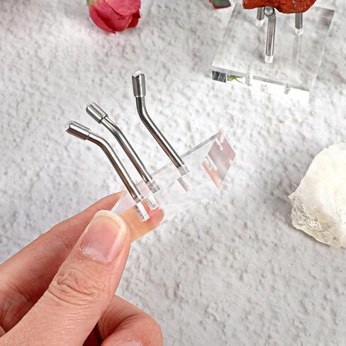 12 Pack Rock Display Stands, Stainless Steel 3 Pegs Rock Display Easel Stands, Clear Acrylic Base Display for Fossil Coral Crystal Geodes Mineral Agate Small Collectibles in Saudi Arabia