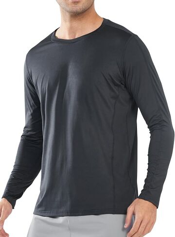 Men's Sun Protection Shirts Long Sleeve UPF 50+ Rash Guard Swim Shirt Athletic Running UV Fishing Hiking SPF in Saudi Arabia