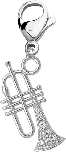 Sportybella Trumpet Charms for Bracelets, Necklaces, Zippers – Clip-On or European Style Dangle Beads – Silver-Plated Jewelry Accessories for Music Lovers & Band Gifts in Saudi Arabia