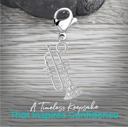 Sportybella Trumpet Charms for Bracelets, Necklaces, Zippers – Clip-On or European Style Dangle Beads – Silver-Plated Jewelry Accessories for Music Lovers & Band Gifts in Saudi Arabia