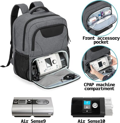 CURMIO CPAP Backpack, CPAP Travel Bag Compatible for ResMed AirSense 9, AirSense 10, AirSense 11, Philips System One, Black (Bag Only, Patented Design) in Kuwait